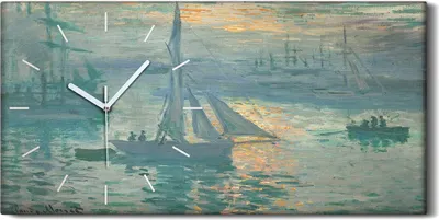Produktbild von Leinwand Wanduhr Wandkunst Uhr Geräuschlos 60x30 Gemälde Sonnenaufgang Meeres - weiße Hände