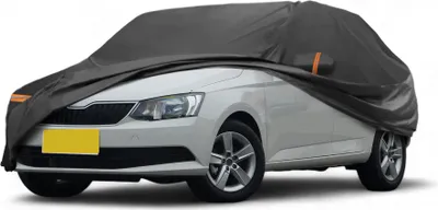 Produktbild von Autoabdeckung fš¹r Skoda Fabia 2014-2024 PEVA Spunlace Baumwolle Outdoor Voll Autoabdeckung Alle Wetter Wasserdicht Winddicht Schutz mit Passagiertš¹r Rei?verschluss Schwarz