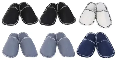 Produktbild von Omgoods – Set aus Filz-Hausschuhen mit rutschfester Sohle und Aufbewahrungstasche – bequeme Gästeschuhe
