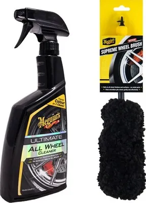 Produktbild von Meguiar's® Ultimate Wheel Cleaner Felgenreiniger 709 ml + Meguiar's® Supreme Wheel Brush Medium Felgenbürste