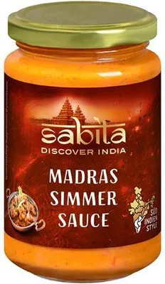 Produktbild von Sabita Madras Simmer Sauce 200 Ml Glas  Vegetarisch Glutenfrei  Scharfe Tomaten-Kochsauce