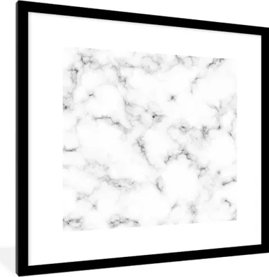 Produktbild von MuchoWow® MuchoWow® Gerahmtes Poster Marmor - Textur - Grau - Schwarz 40x40 cm - Poster mit zchwarzem Bilderrahmen - Poster - Plakat im Rahmen