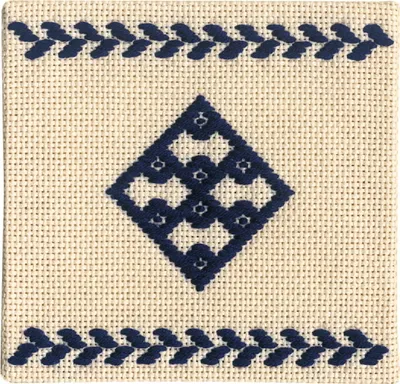 Produktbild von Olympus Kogin Stickpackung "Starter Set für Anfänger, blau", Zählmuster, 10x10cm, Original aus Japan
