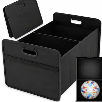 Produktbild von Große XXL Kofferraumtasche Faltbar – Auto-Organizer fürs Heck – Stabile Faltbox mit Tragegriffen – Autotasche mit 2 Hauptfächern Schwarz