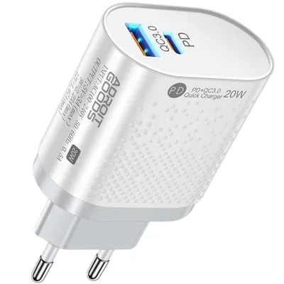 Zdjęcie produktu dla AdroitGoods Usb-A/C Fast Charger - Ładowarka 20W z QC3.0 - Uniwersalny adapter - Ładowarka do telefonu - Biały