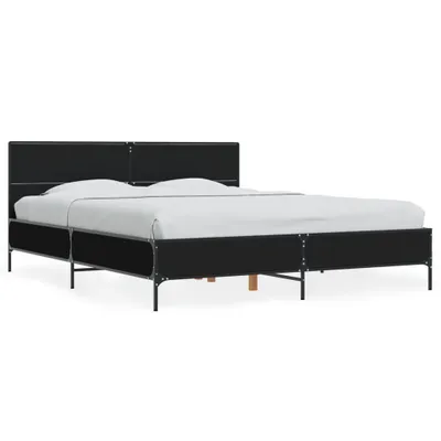 Produktbild von vidaXL Bettgestell Schwarz 150x200 cm Holzwerkstoff und Metall
