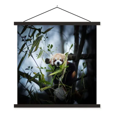Produktbild von MuchoWow® Textilposter Panda - Pflanzen - Zweige 60x60 cm mit schwarzem Rahmen - Posteraufhänger