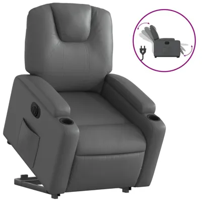 Produktbild von vidaXL Relaxsessel mit Aufstehhilfe Elektrisch Grau Kunstleder