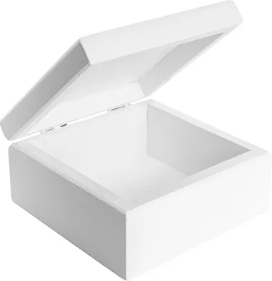 Produktbild von Creative Deco Kleine Holzkiste mit Deckel | Weiß Erinnerungsbox Baby | 10x10x5 cm (+/-0,5 cm) | Geschenkbox Schmuckkästchen | Holzbox Klein für Decoupage, Dekoration, Aufbewahrung