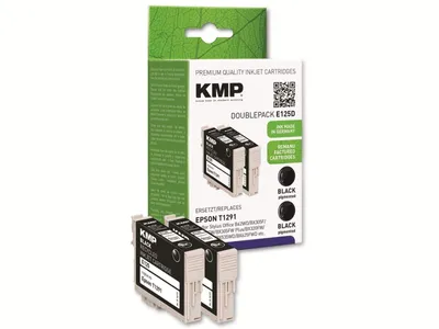 Produktbild von KMP E125D, Schwarz, Tinte auf Pigmentbasis, 22,4 ml, 2 Stück(e), 770 Seiten, Multipack