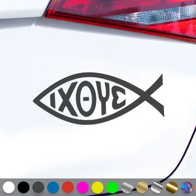 Produktbild von PantherPixel Jesus Fisch Aufkleber Ichthys Christus Christentum Sticker Auto Geschenkidee Farbe Dunkelgrau