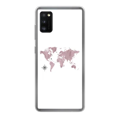 Produktbild von MuchoWow® Handyhülle Schutzhülle Hülle für Samsung Galaxy A41 Weltkarte - Rosa - Flugzeug Silikon Softcase Handy Hülle - Mobiltelefon