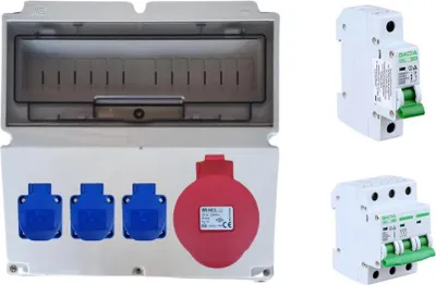 Produktbild von IP44 Baustromvertailer Wandverteiler Stromverteiler 40207505 10 Module 3x230V+32A IP44 LS