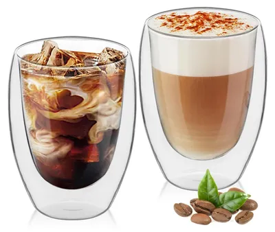 Doppelwandige Kaffeegläser, 2 x 350 ml, elegant, isoliert