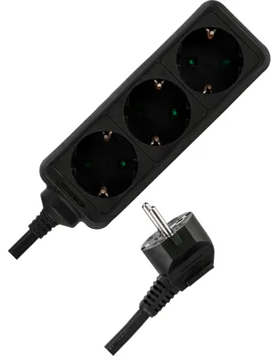 Obrázek produktu pro REV, zásuvková lišta - vícezásuvka, 3 zásuvky, kabel 5 m, 3500 W, černá