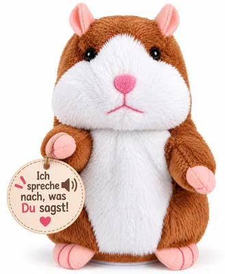 Produktbild von Sprechender Hamster Plüschtier Kuscheltier - Wiederholt Gesagtes - Mit Bip-Stimmen - Ohne 3 AAA-Batterien