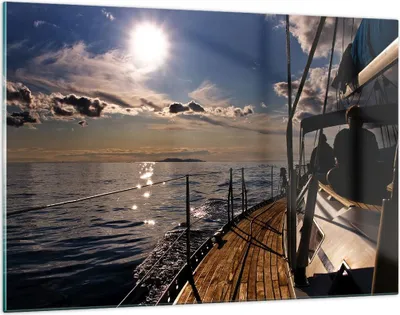 Produktbild von Bilder auf glas - Kroatien Yacht Segeln Segelboot - 120x80cm - Glasbilder - Wandbilder - Kunstdruck - zum Aufhängen bereit - Wanddekoration aus Glas - Glas Bilder - Wandbild auf Glas - GAA120x80-0426