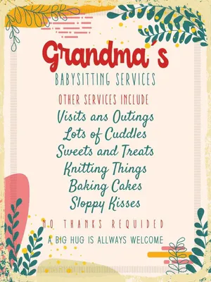 Produktbild von vianmo Holzschild 40x30 cm Grandma´s Babysitting services Opa Oma