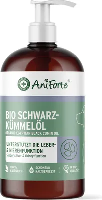 Produktbild von AniForte Ägyptisches Schwarzkümmelöl für Hunde & Pferde 500ml - Kaltgepresstes & natürliches Schwarzkümmel Öl für Immunsystem, Nieren & Leber