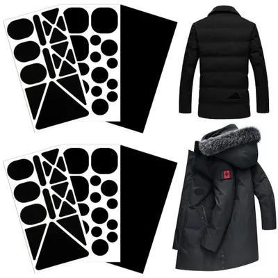 Reparaturset für Daunenjacken, 6 selbstklebende Nylon-Flicken, schwarz