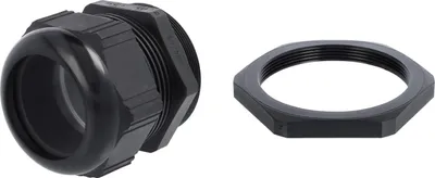 Produktbild von STEX24 PA Verschraubung mit Gegenmutter - STEX24 Eigenmarke M63x1,5 Polyamid (PA) Gewindelänge 18,0mm - 1 Stück