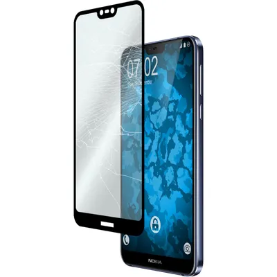 Produktbild von 2er-Pack PhoneNatic Glas-Folie klar full-screen schwarz kompatibel mit  Nokia 7.1 - Panzerglas für Nokia 7.1