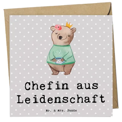 Produktbild von Mr. & Mrs. Panda Deluxe Karte Chefin Leidenschaft - Grau Pastell - Geschenk, Spruch, faltkarte, Glückwunschkarte, Lustig, CEO, Beste, doppelkarte, anlasskarte, Grußkarte