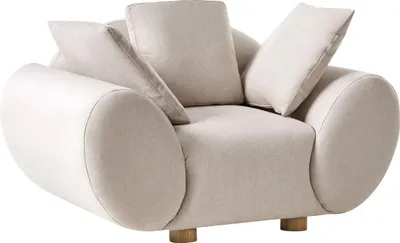 Obrázek produktu pro BELIANI Čalouněné křeslo světle béžové nohy z kaučukového dřeva moderní design obývací pokoj