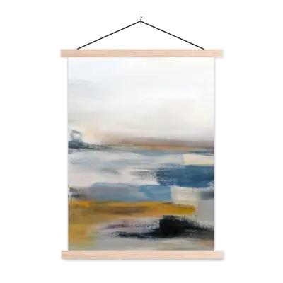 Produktbild von MuchoWow® Textilposter Ölgemälde - Abstrakt 60x80 cm mit holzfarbenen Rahmen - Wandbild
