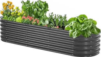 Produktbild von VEVOR Hochbeet Metall 2000x600x420 mm, Pflanzbeet, Gemüsebeet, Pflanzkasten mit offenem Boden & abgerundeten Kanten, Blumenbeet, Kräuterbeet, ideal für Gemüse, Blumen, Kräuter & Sukkulenten, Oval