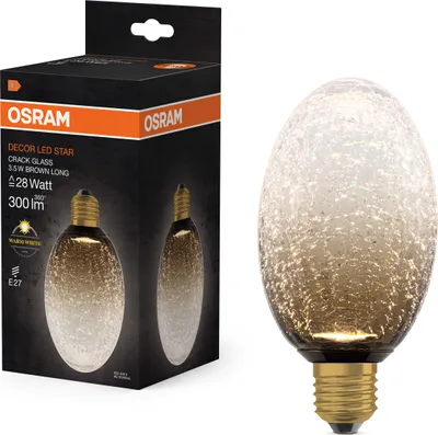 Obrázok produktu pre OSRAM DECOR LED LAMP IN CRACKED GLASS v plochom tvare, LED-Lampe, matná, 3,5 W, 300 lm, 2700 K, CRI 80