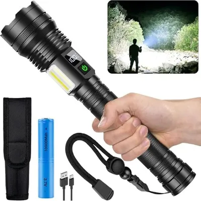 Produktbild von ASORT wiederaufladbare Torch 990.000 Lumen, extrem helle USB -taktische Fackeln, zoombar, IP67 wasserdicht, 10 Lichtmodi nach Hause, Outdoor, Notfälle
