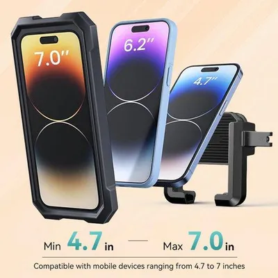 Zdjęcie produktu dla Uchwyt na telefon do motocykla – [przystosowany do aparatu] Uchwyt na kierownicę do roweru i motocykla, zacisk do roweru i motocykla, pasuje do telefonów iPhone/Google/Huawei o przekątnej ekranu 4,7–7 cali, wersja ulepszona