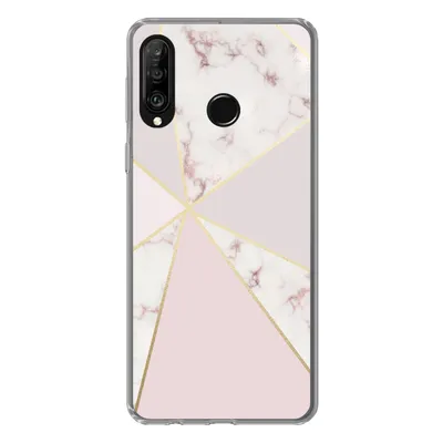 Produktbild von MuchoWow® Handyhülle Schutzhülle Hülle für Huawei P30 Lite Marmor - Gold - Rosa Silikon Softcase Handy Hülle - Handyhülle