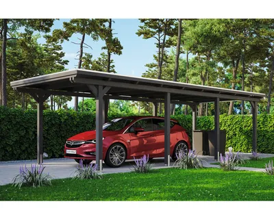 Produktbild von Einzelcarport SKAN HOLZ Emsland inkl. EPDM Folie, Pfostenanker 354 x 846 cm schiefer