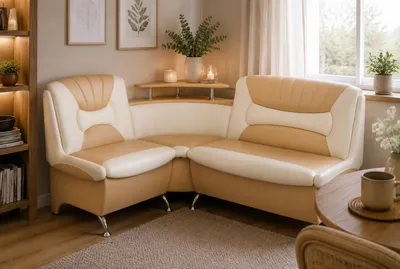 Produktbild von Eckbank Arabika 128x173 cm gepolstert, Beige/Hellbeige Kunstleder, mit Stauraum & Ablage, beidseitig montierbar