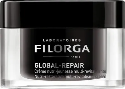 A studio shot of a Filorga Global-Repair cream jar.