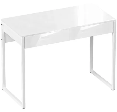 Produktbild von Schreibtisch 100 x 50 cm Computertisch Bürotisch mit 2 Schubladen, für kleine Räume, Weiß