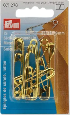 Obrázek produktu pro Zavírací špendlíky, č. 1-3, 27/38/50 mm, zlaté barvy, 12 ks