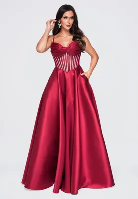 Produktbild von LARICA Kleid Maxi Herz-Ausschnitt Flared LA-OM-DLR441 burgundy S