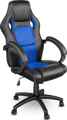 Obrázok produktu pre TRESKO Racing Executive Chair Kancelárska stolička Otočná stolička Športové sedadlo Kancelárska stolička Kancelárska stolička Čierna/modrá