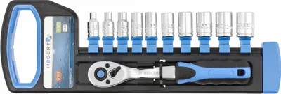 Produktbild von Steckschlüsselsatz mit Ratsche Högert HT1R334 Umschaltknarre Knarrenkasten 10 Stecknüsse