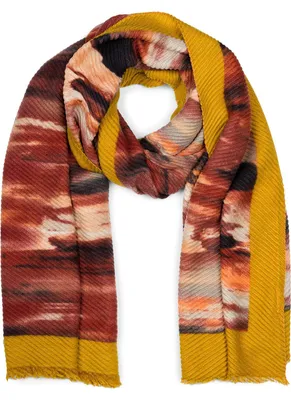 Produktbild von styleBREAKER Damen Schal plissiert mit Pinselstrich Muster gerahmt, Crash Look, warme Winter Stola mehrfarbig 01017148