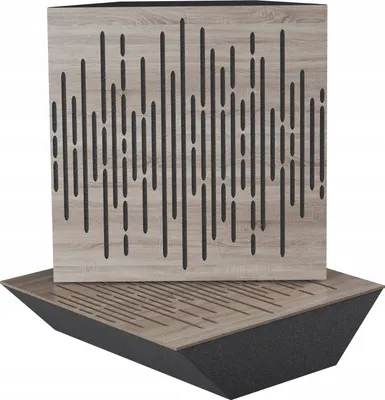 Zdjęcie produktu dla 2-częściowa narożna akustyczna pułapka basowa do studia nagrań |WAVE 50x50x10cm | pochłanianie i rozpraszanie | kolor: Sonoma