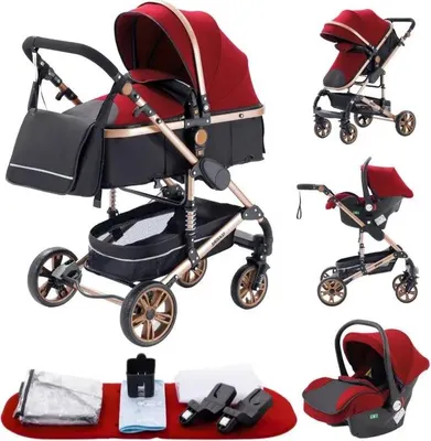 Obrázek produktu pro Kočárek, design 3 v 1, lehký a kompaktní, 739 červený