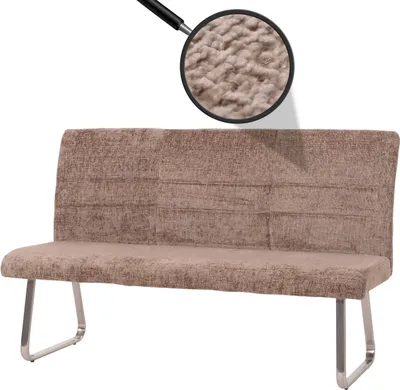 Produktbild von Sitzbank MCW-G55, Esszimmerbank Bank, Edelstahl gebürstet Stoff/Textil Chenille , 160cm  braun