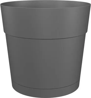 Image de Pot de fleurs rond ARTEVASI CAPRI LARGE, Plastique, Réservoir d'eau, Diamètre 30 cm, Anthracite, 29,5 x 29,5 x 28,2 cm