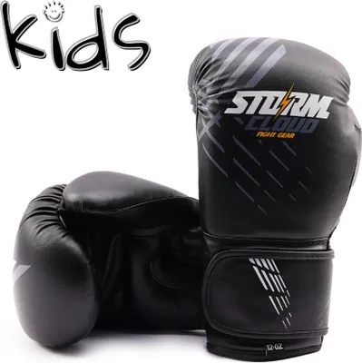 Produktbild von StormCloud Lynx Kinder-Boxhandschuhe, Schwarz/Grau, 6 oz