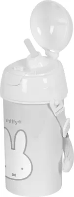 Produktbild von Flasche mit Deckel und Strohhalm Miffy Niebla Grau PVC 500 ml
