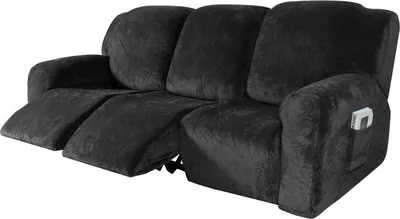 Produktbild von 8 PCS Stretch Recliner Sofa Schonbezug Möbelschutz für 3 Sitzkissen Couch, Schwarz